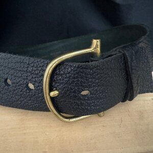 Giles Herve wide leather belt with gold buckle